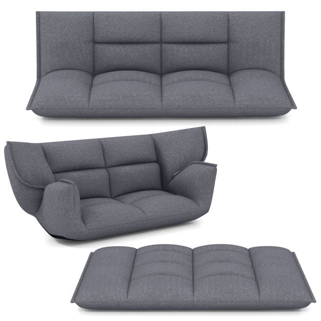 Floor Sofa Chair with 5-Postion Adjustable Backrest and Armrests-Grey