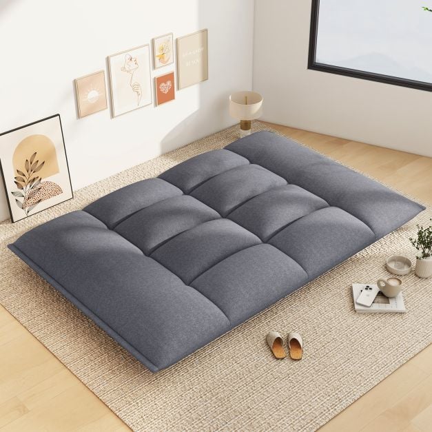 Floor Sofa Chair with 5-Postion Adjustable Backrest and Armrests-Grey