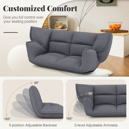 Floor Sofa Chair with 5-Postion Adjustable Backrest and Armrests-Grey