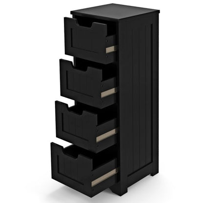 Floor Storage Cabinet Freestanding Bathroom Cabinet with 4 Drawers-Black
