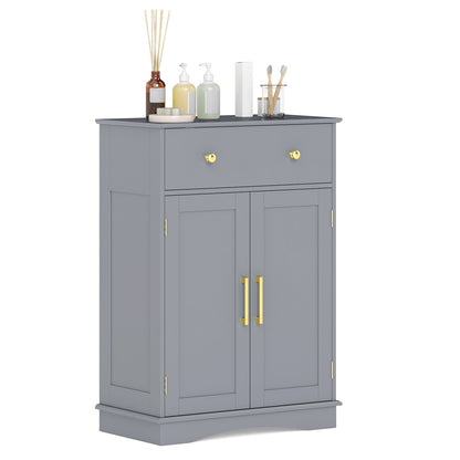Floor Storage Cabinet with Doors and Adjustable Shelf-Grey