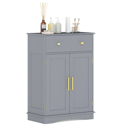 Floor Storage Cabinet with Doors and Adjustable Shelf-Grey