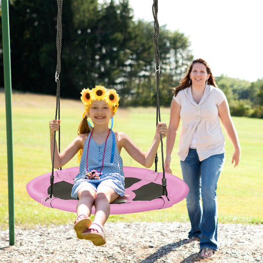 100cm Round Saucer Tree Swing with Adjustable Ropes-Pink