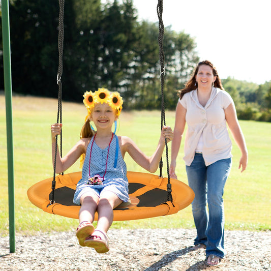 100cm Round Saucer Tree Swing with Adjustable Ropes-Yellow