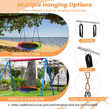 Flying Saucer Tree Swing with 8 Light Modes and Adjustable Hanging Ropes-Colourful