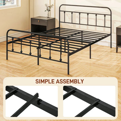 HOMCOM King Size Minimalistic Metal Bed Frame - Black