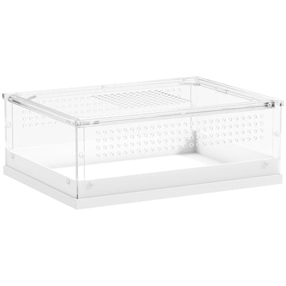 PawHut Acrylic Reptile Terrarium with Top Sliding Door, Vents, for Leopard Gecko, Snake