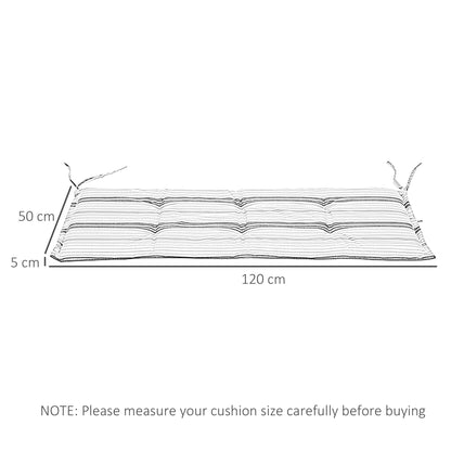 Outsunny Set of 2 Outdoor Garden Patio 2-3 Seater Bench Swing Chair Cushion Seat Pad Mat Replacement 120L x 50W x 5T cm - Blue Stripes