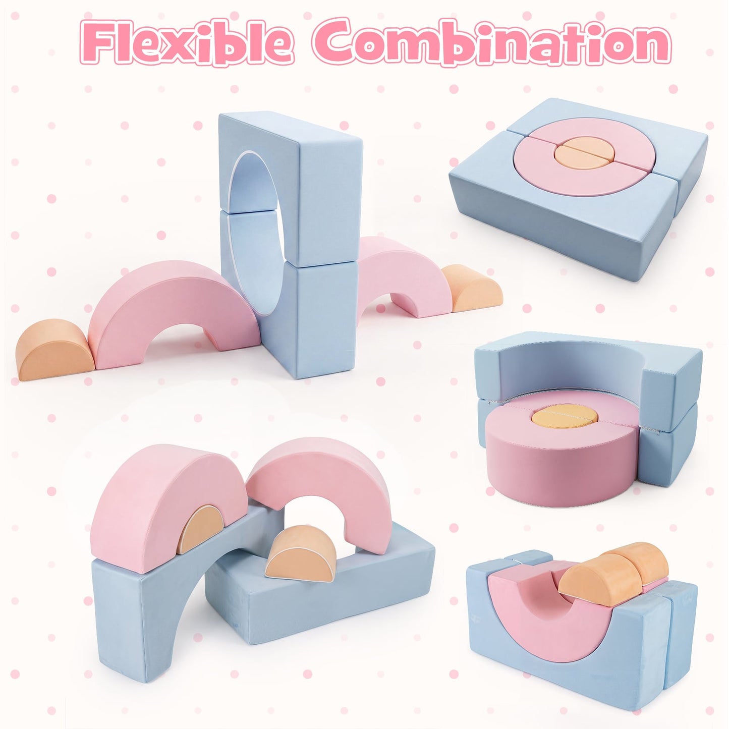 Foam Climbing Blocks for Toddlers 6-Piece Kids Climb Toys Soft Play Set for Babies-Macaron