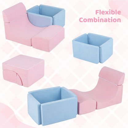 Foam Climbing Blocks for Toddlers Kids Soft Play Set with Ball Pit and Suede Covers Children Indoor-Colorful