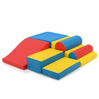 7-Piece Foam Climbing Blocks with Hook and Loop Fasteners for Toddlers-Colourful