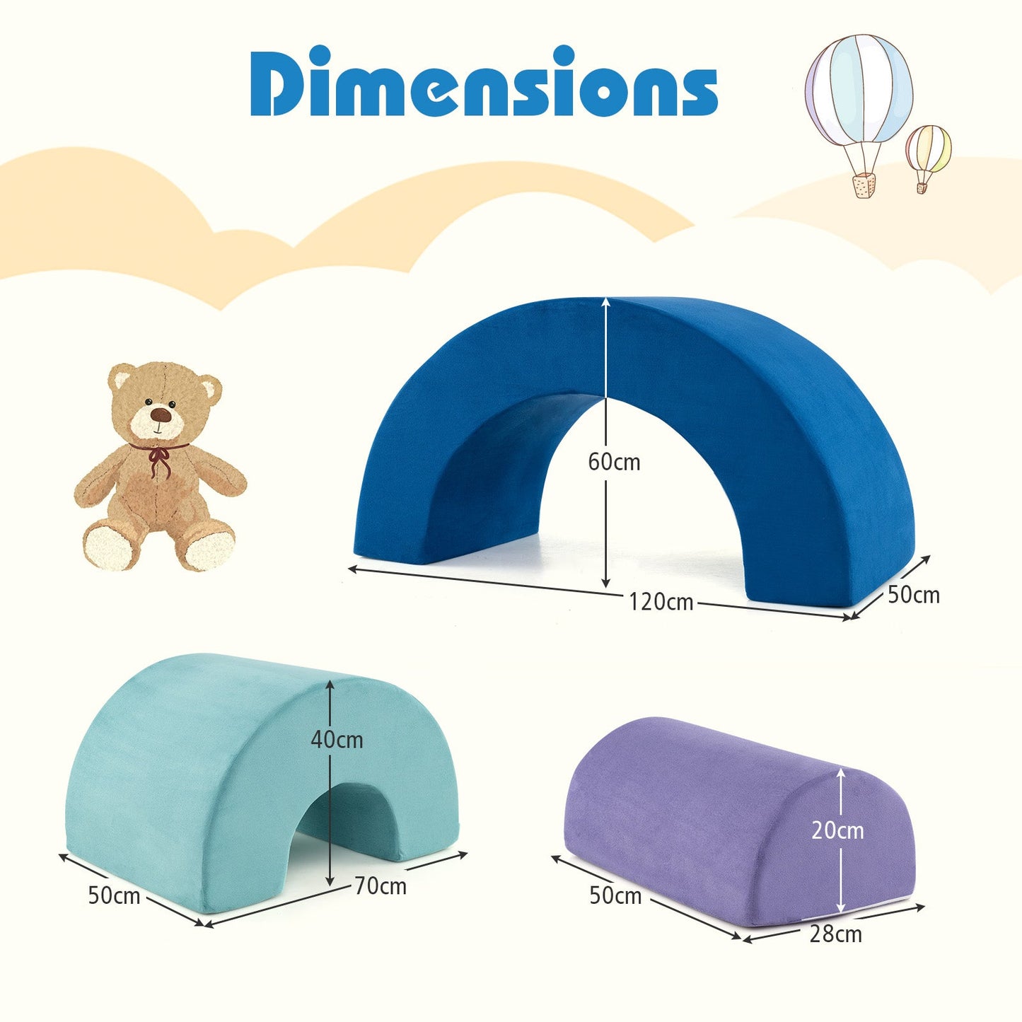 Rainbow Arc Climber Playset Foam Climbing Blocks Indoor Climb and Crawl Activity Play Set-Colourful