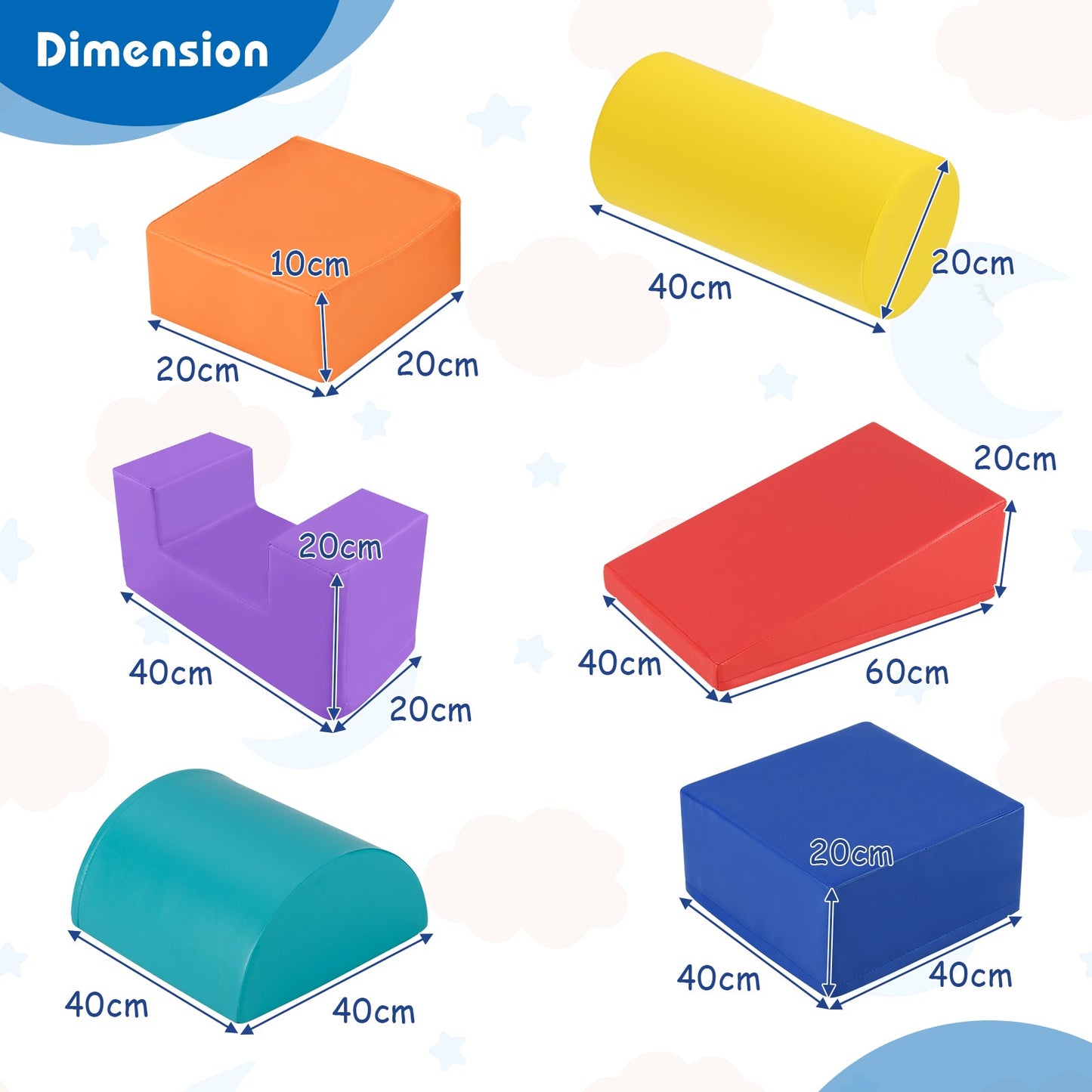 Foam Climbing Blocks with PU Cover for Toddlers 1-3-Colorful