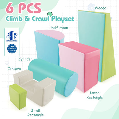 Foam Climbing Blocks with PU Cover for Toddlers 1-3-Green