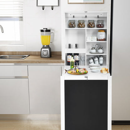 Wall Mounted Floating Computer Desk with 3-tier Tilt Storage Partition-White