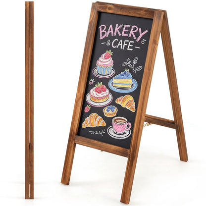 Foldable A-Frame Chalk Board Sign Freestanding Floor Chalkboard Easel-Black