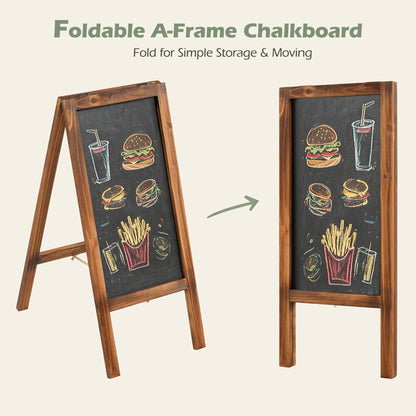 Foldable A-Frame Chalk Board Sign Freestanding Floor Chalkboard Easel-Black