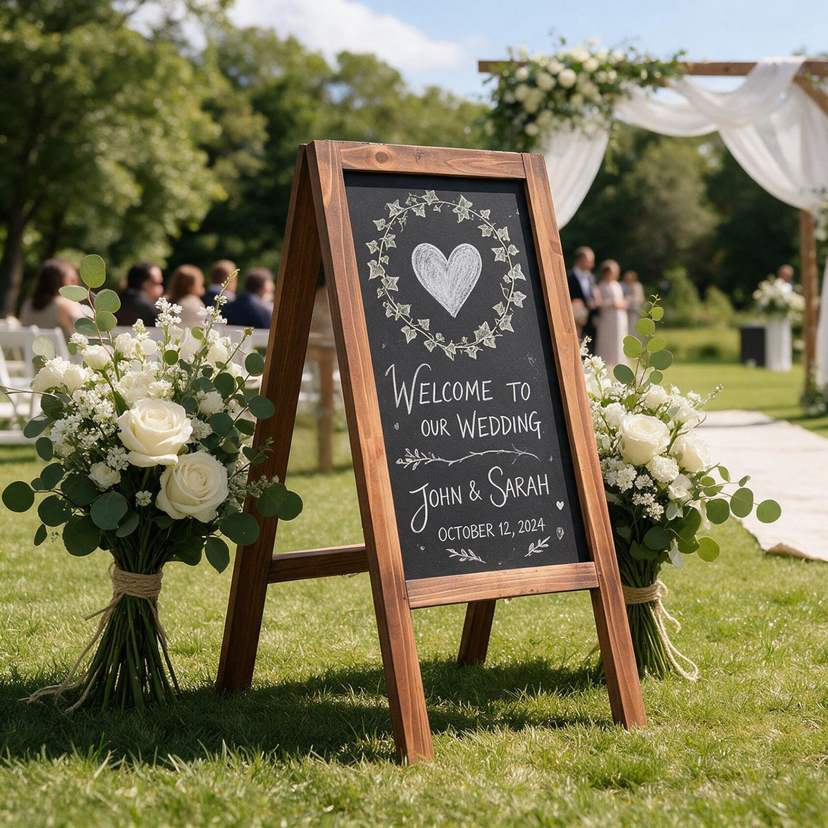Foldable A-Frame Chalk Board Sign Freestanding Floor Chalkboard Easel-Black
