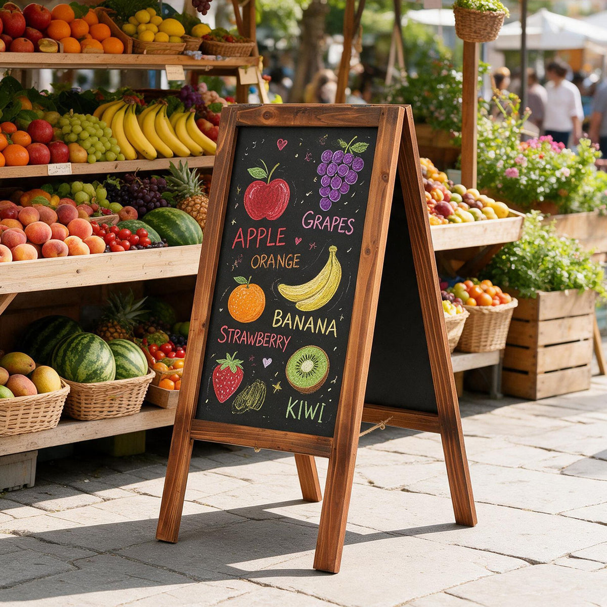 Foldable A-Frame Chalk Board Sign Freestanding Floor Chalkboard Easel-Black