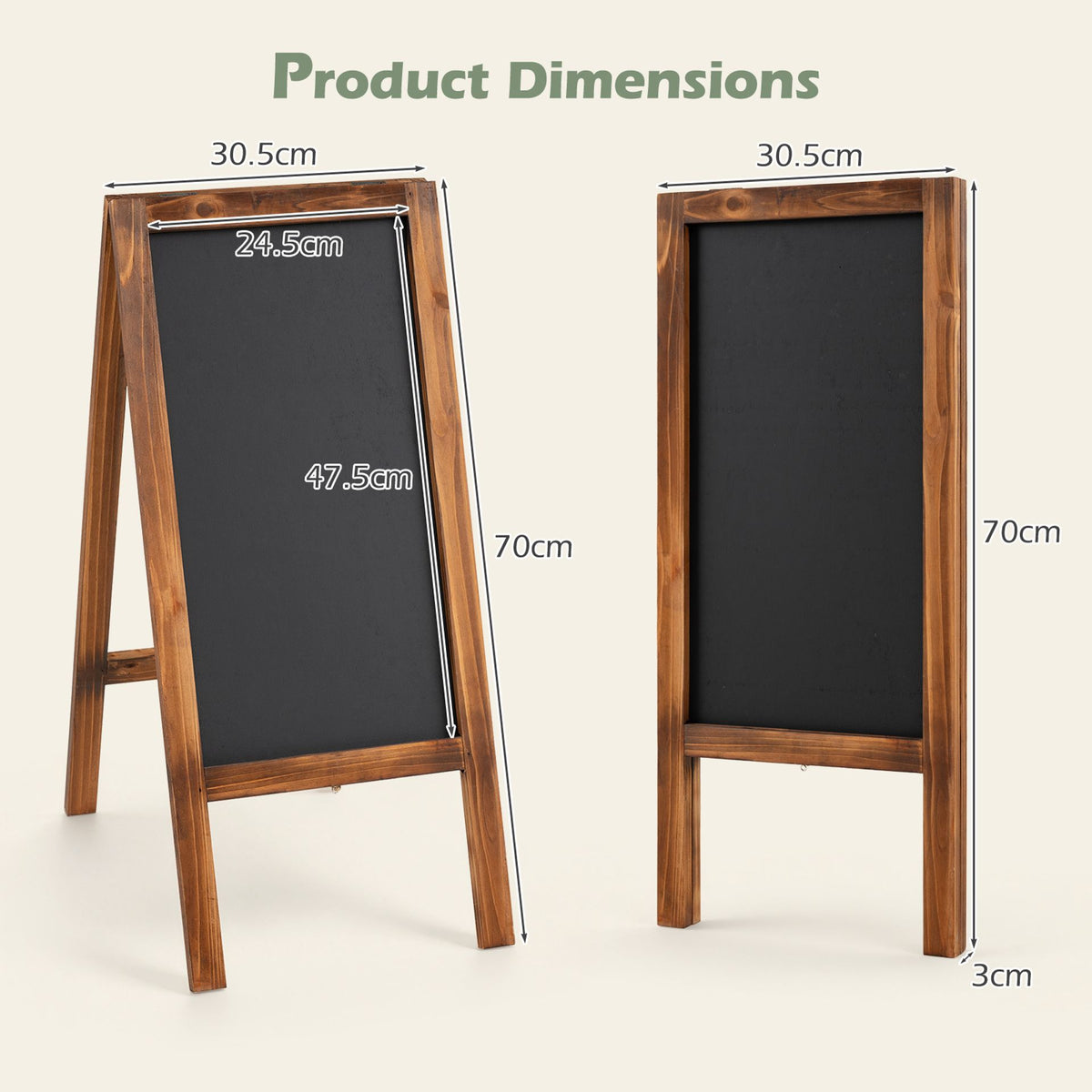 Foldable A-Frame Chalk Board Sign Freestanding Floor Chalkboard Easel-Black