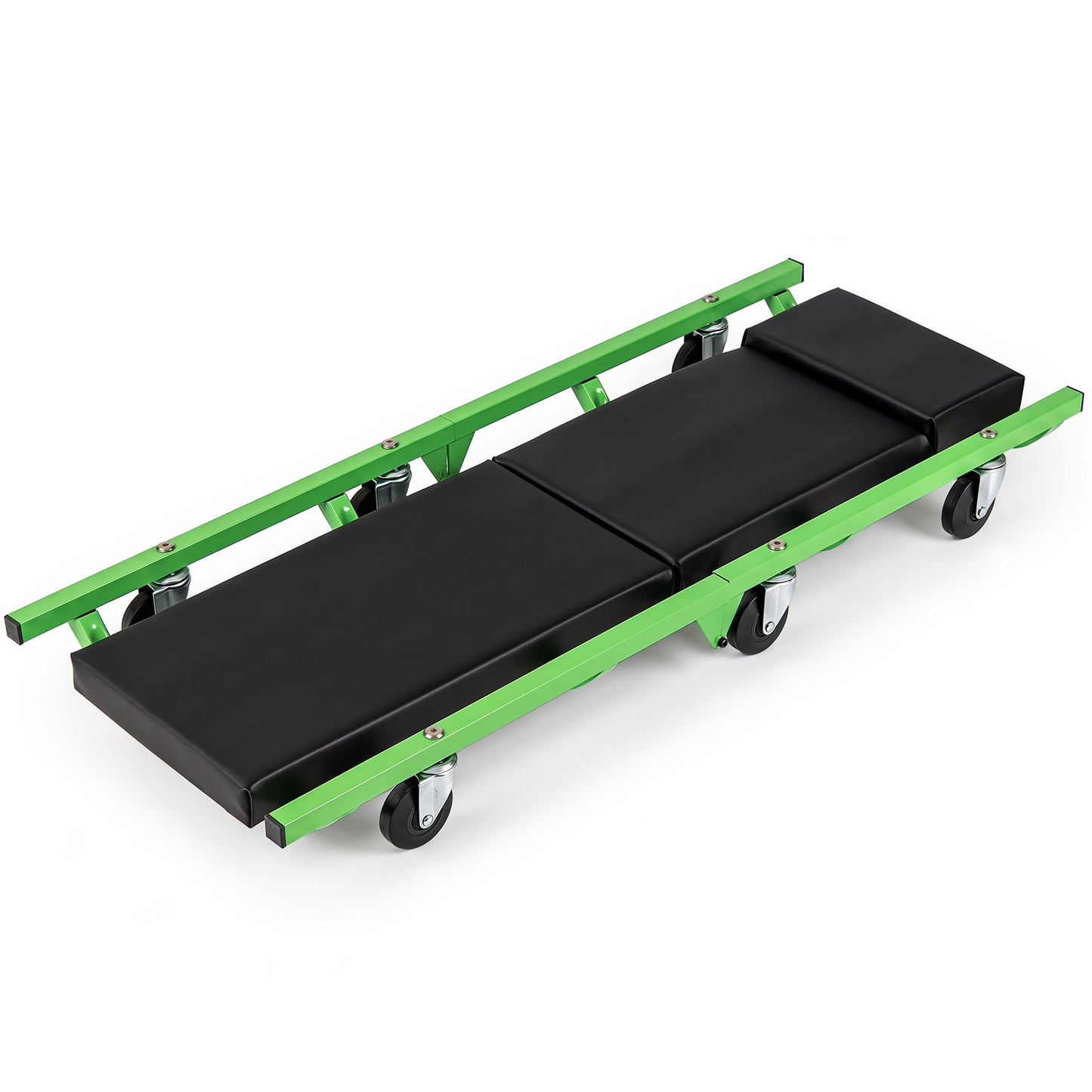 Foldable Automotive Creeper with 360° Swivel Wheels & Thick Cushion for Garage-Green