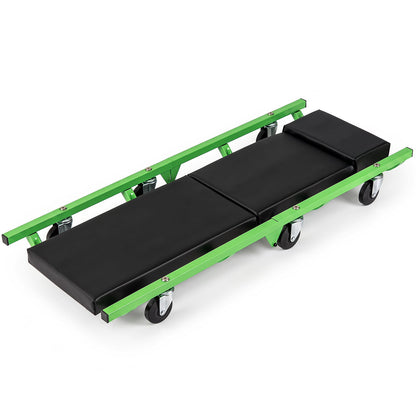 Foldable Automotive Creeper with 360° Swivel Wheels & Thick Cushion for Garage-Green