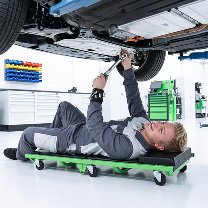 Foldable Automotive Creeper with 360° Swivel Wheels & Thick Cushion for Garage-Green