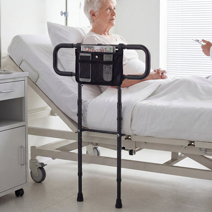 Foldable Bed Rail for Seniors Bed Rail for Elderly Adults Safety with Adjustable Width and Height-Black