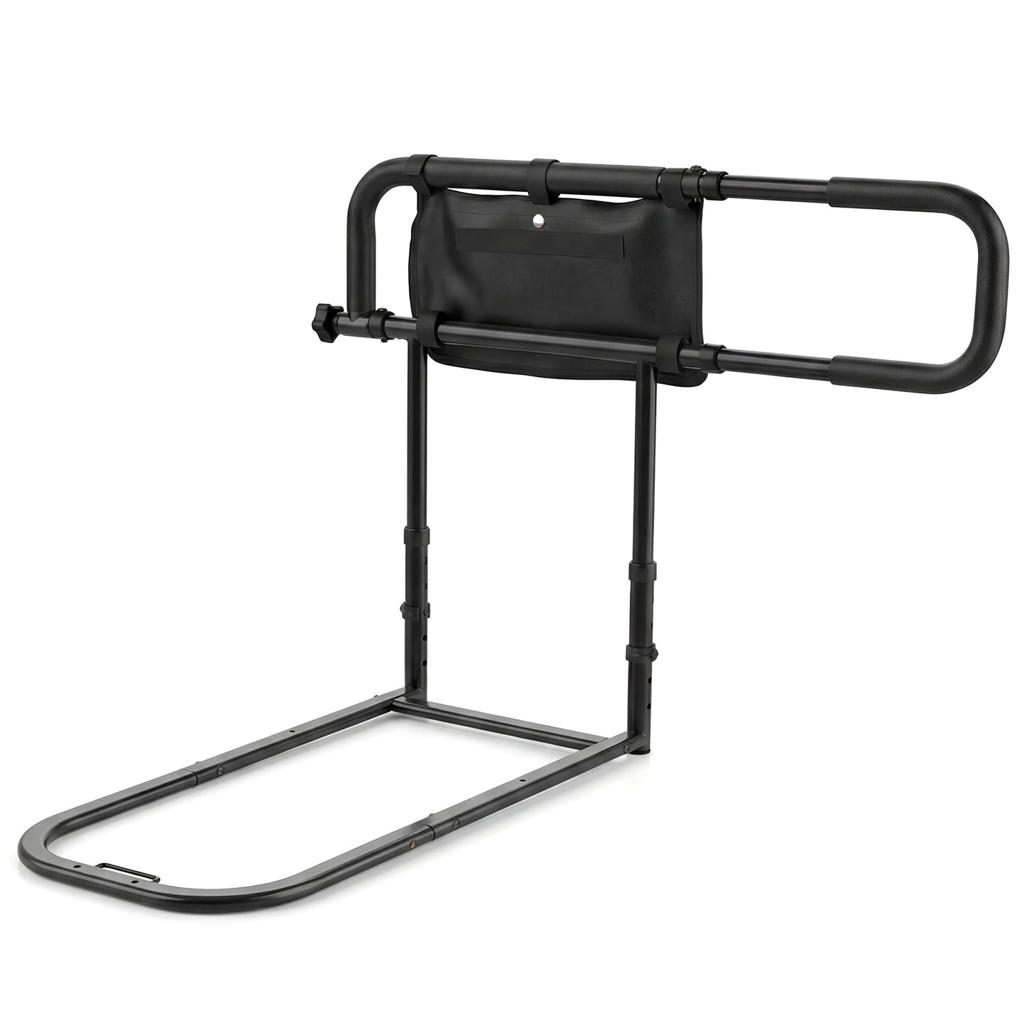 Foldable Bed Rail for Seniors with Adjustable Width and Height-Black