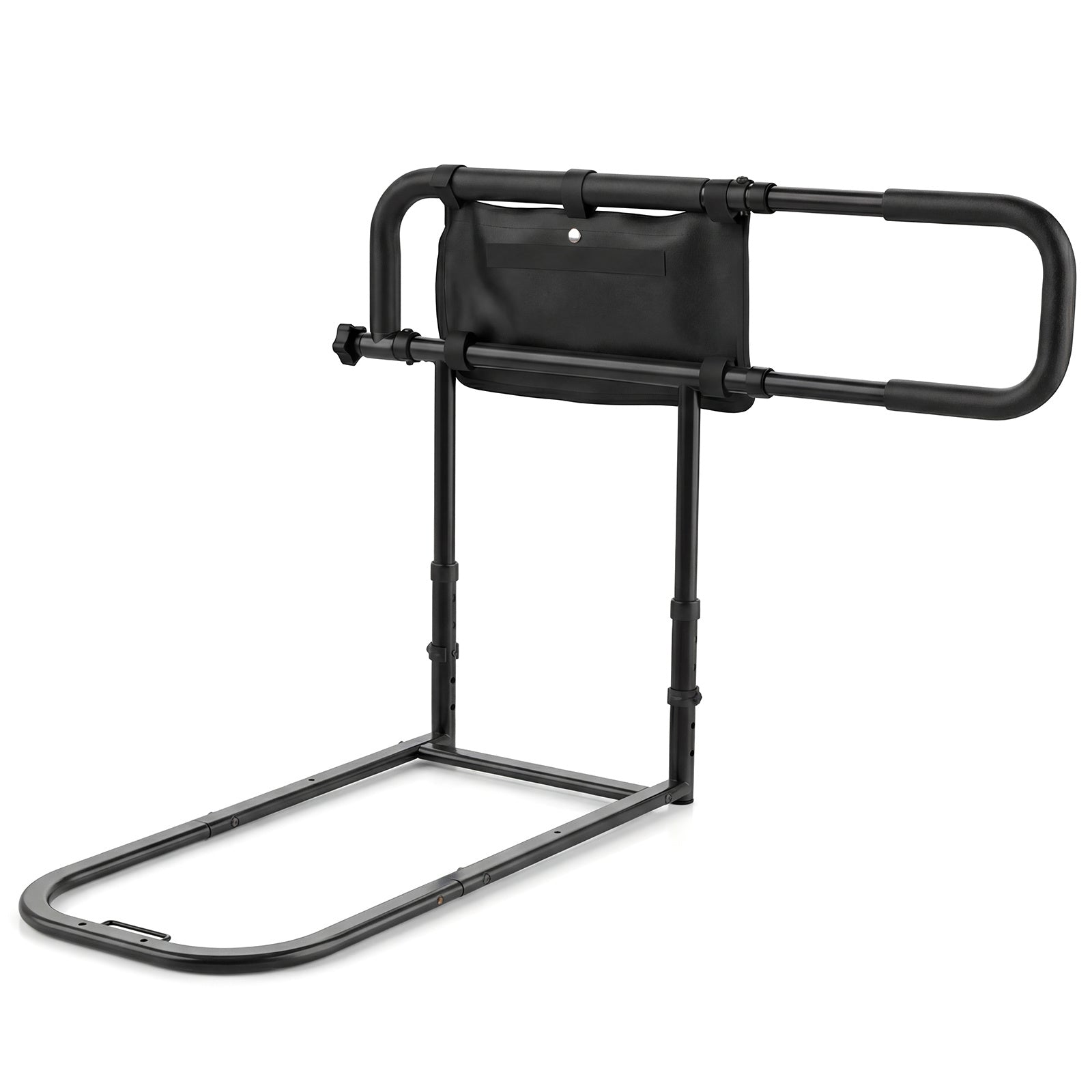 Foldable Bed Rail for Seniors with Adjustable Width and Height-Black