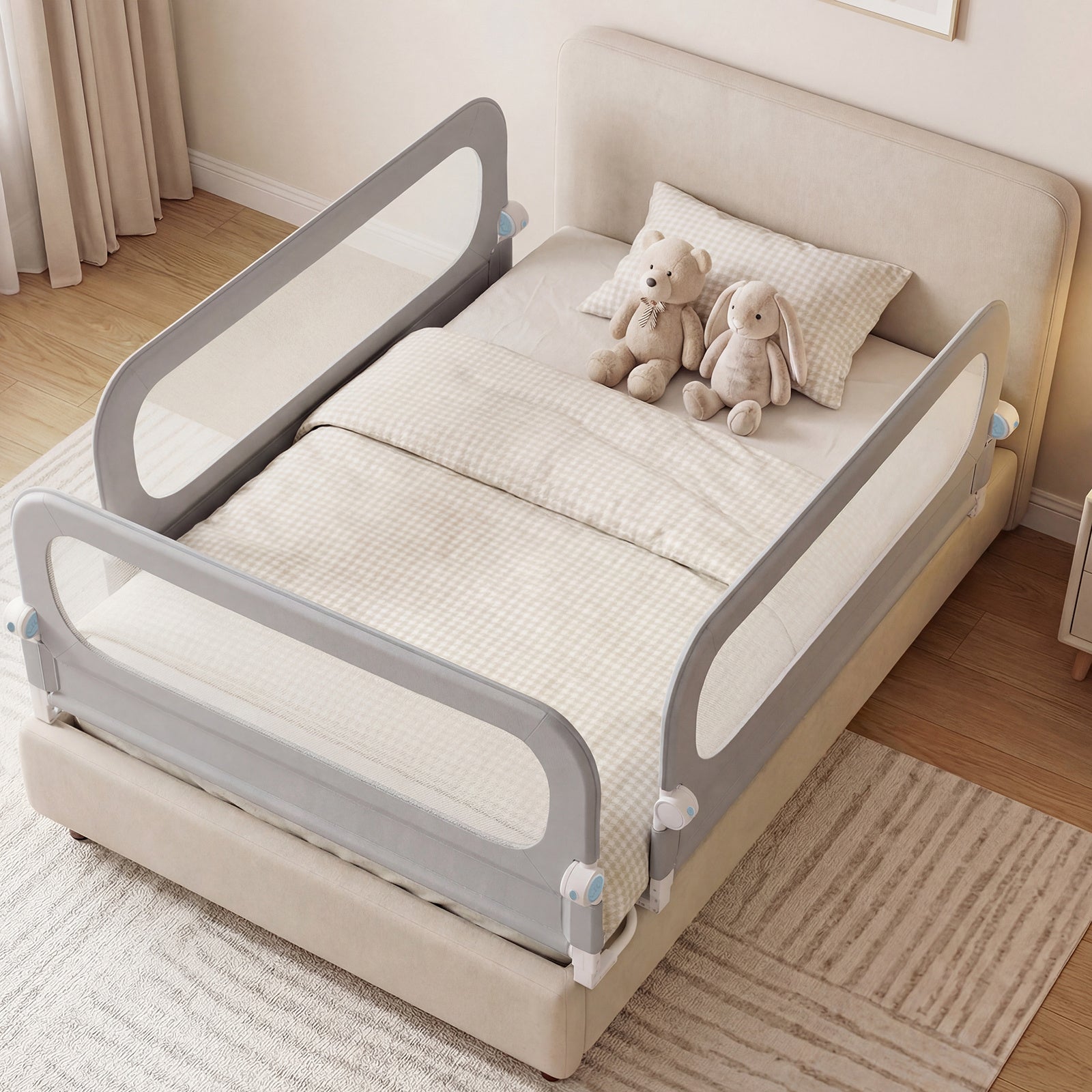 Foldable Bed Rail for Toddlers 148 Long with Removable Cover-Grey