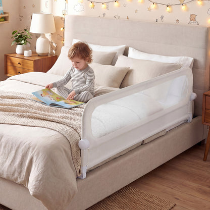 Foldable Bed Rail for Toddlers 178 Long with Removable Cover-White