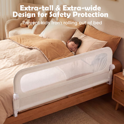 Foldable Bed Rail for Toddlers 178 Long with Removable Cover-White