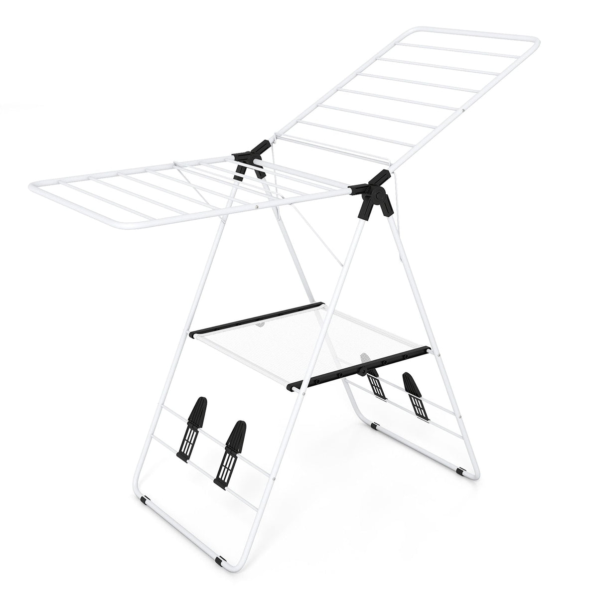Foldable Gullwing Clothes Drying Rack with 142 cm Adjustable Wings