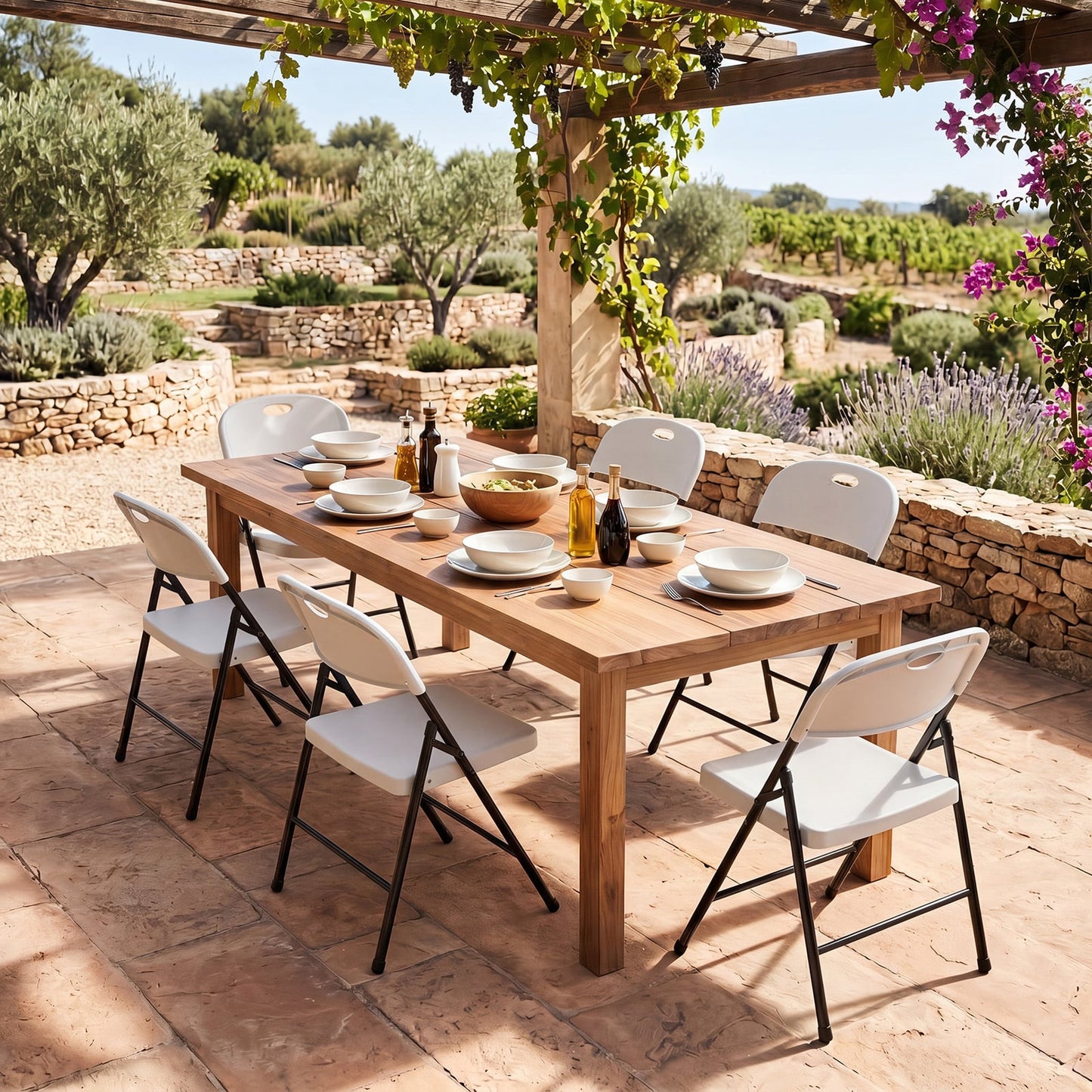 Foldable Plastic Chairs Set of 6 with Ergonomic Backrest