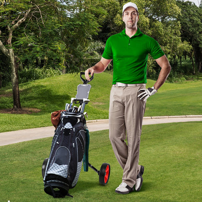 Foldable 2 Wheels Foldable Golf Cart with Scoreboard-Red