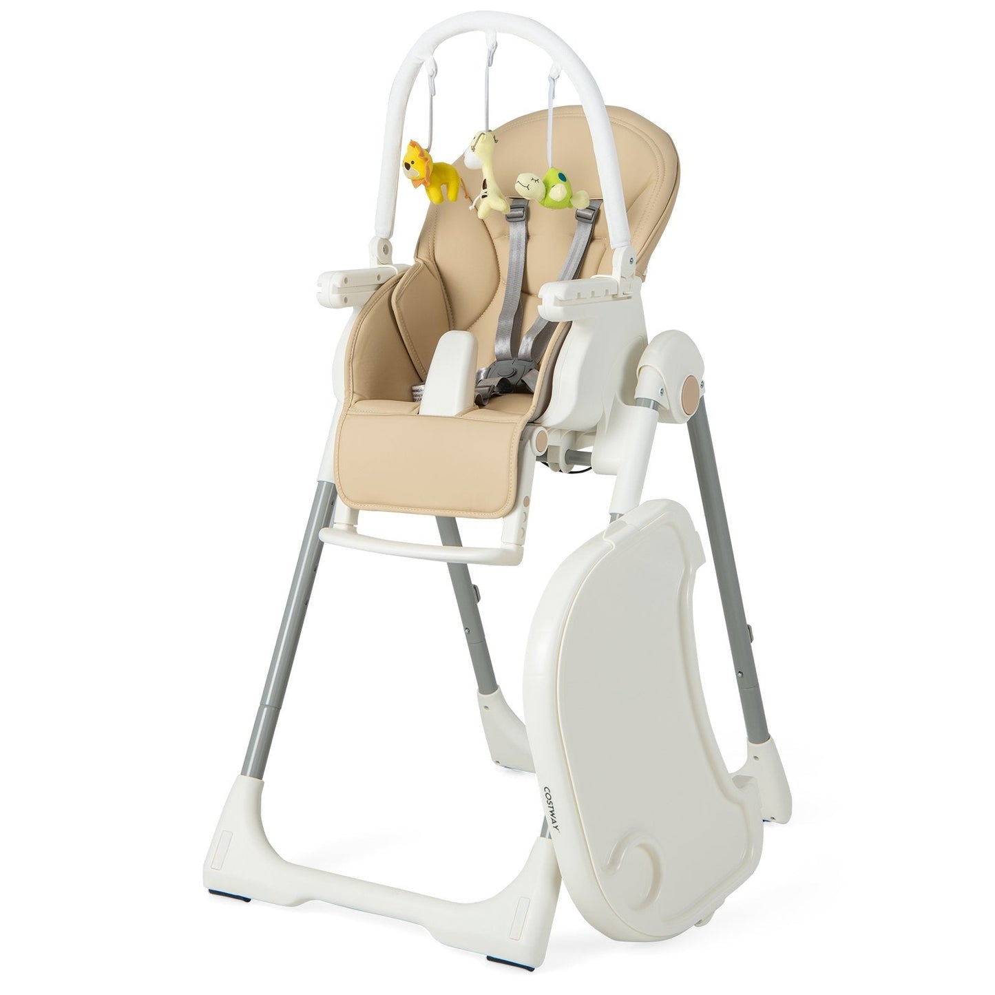 4-in-1 Foldable Baby High Chair with 7 Adjustable Heights and 4 Reclining Angles-Yellow