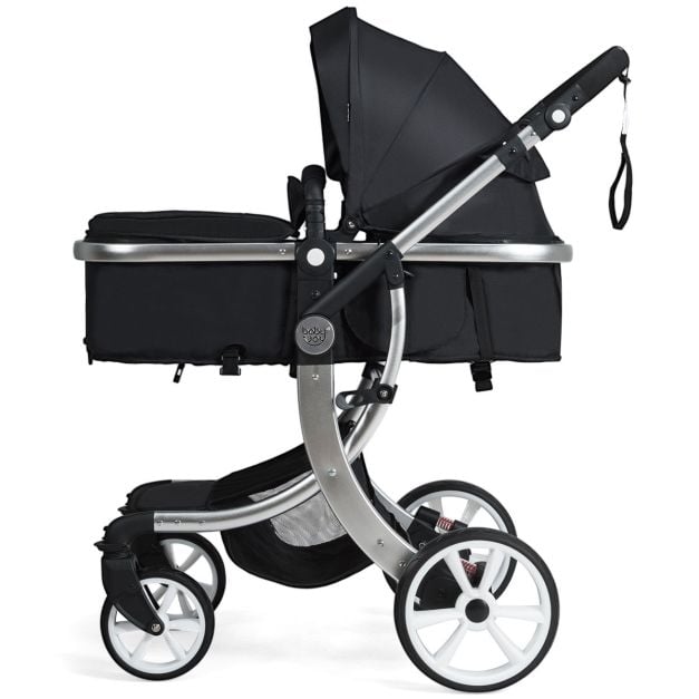 2 in 1 Foldable Baby Stroller with Rain Cover and Mosquito Net-Black