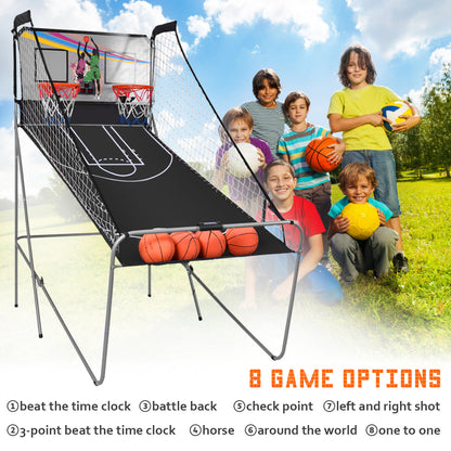 Foldable Basketball Arcade Game 2 Player Shooting Game-Grey