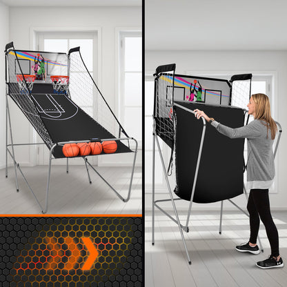 Foldable Basketball Arcade Game 2 Player Shooting Game-Grey