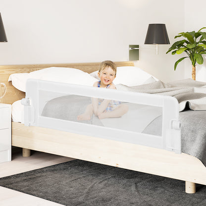Foldable Bed Rail for Toddlers with Adjustable Safety Strap-White