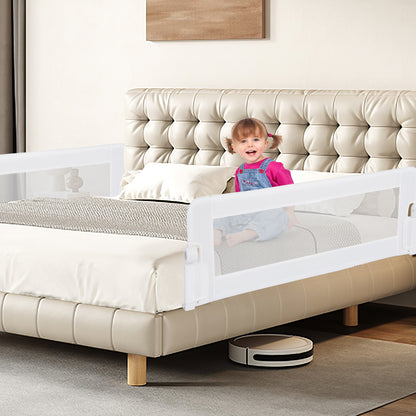 Foldable Bed Rail for Toddlers with Adjustable Safety Strap-White