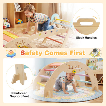 Foldable Climbing Toys with Arch and Climber for Toddlers-Colourful