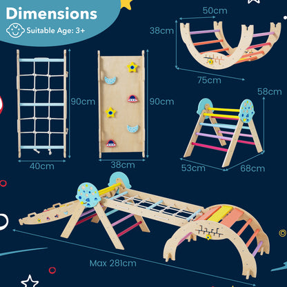 8-in-1 Foldable Climbing Toys with Ramp and Climbing Rope for Toddlers-Colourful