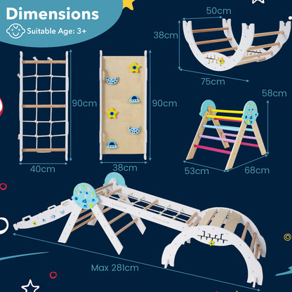 8-in-1 Foldable Climbing Toys with Ramp and Climbing Rope for Toddlers-White