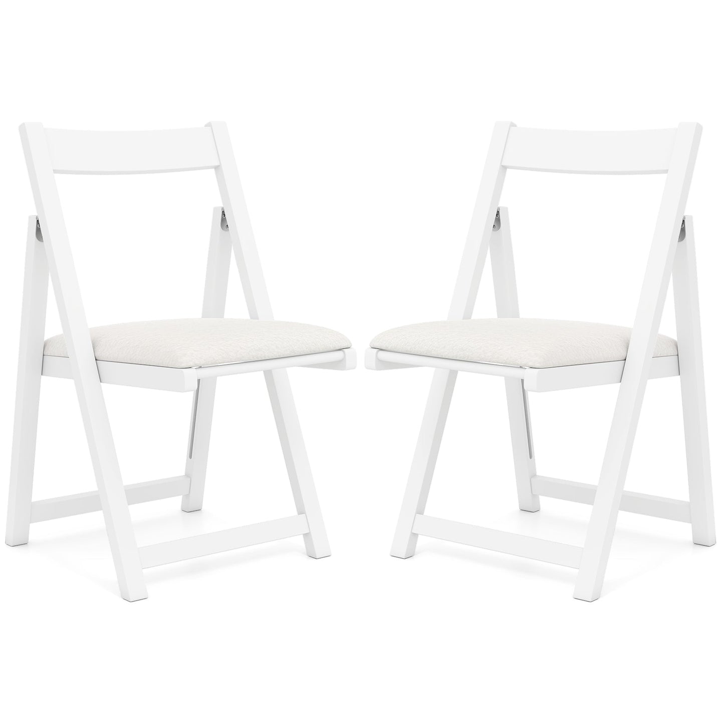 Foldable Dining Chair Set of 2 with Padded Seat and Curved Backrest-White