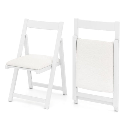 Foldable Dining Chair Set of 2 with Padded Seat and Curved Backrest-White