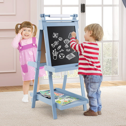 3-in-1 Double-sided Art Easel Foldable Easel for Kids-Blue