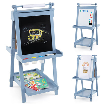 3-in-1 Double-sided Art Easel Foldable Easel for Kids-Blue