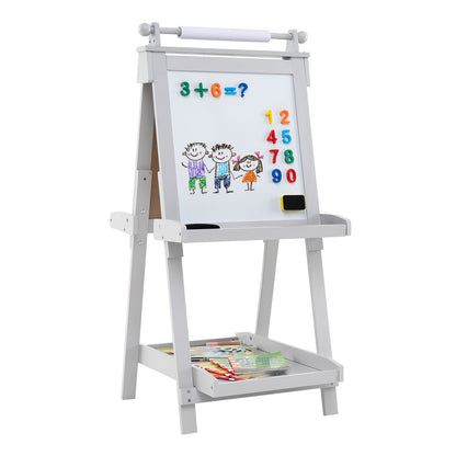 3-in-1 Double-sided Art Easel Foldable Easel for Kids-Grey